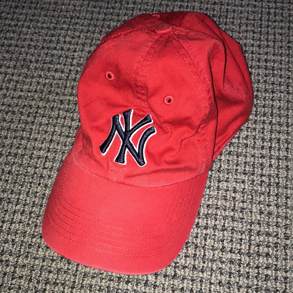 Red New York Yankees Baseball Cap with Navy Embroidered Logo